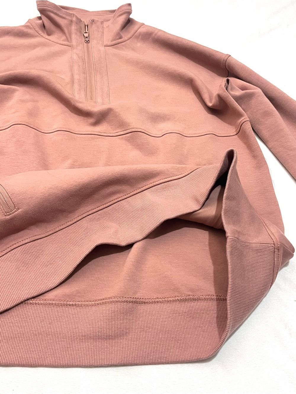 Maurices Dusty Rose Quarter-Zip Pullover Sweatshirt Cuffed Sleeve Women’s Medium - Picture 13 of 15